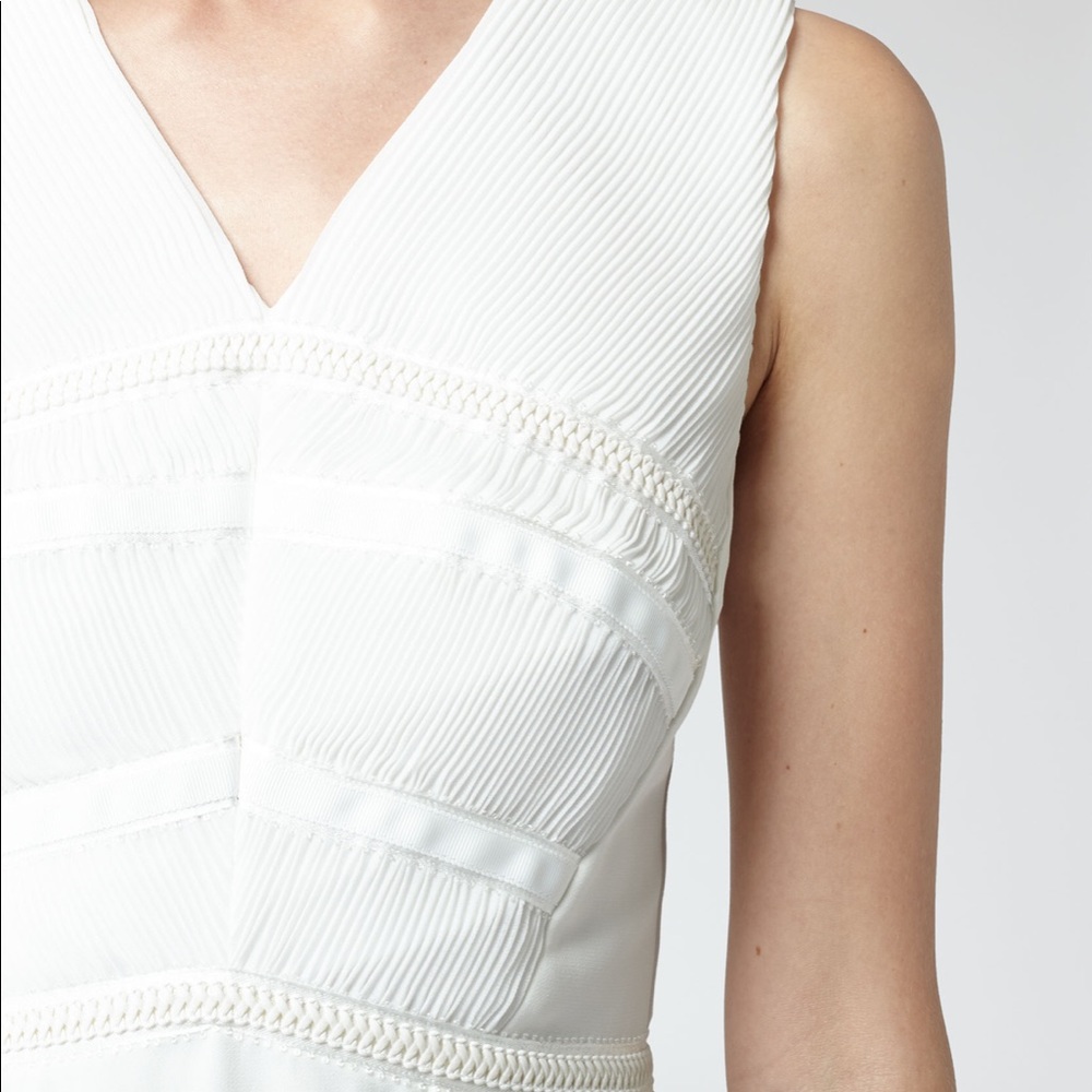 Elodie Pleated Creme Reiss dress - Picture 3 of 8